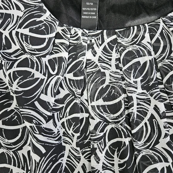 Spense Women's Sleeveless Black And White Pleated Top With Overlay Size … - Picture 4 of 6